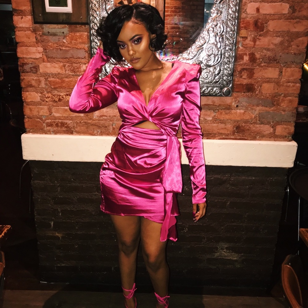 Hot Pink Satin Party Dress
